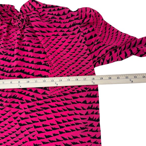 Hayes Street Vintage Women's Blouse Medium Pink & Black Abstract Design - Picture 4 of 8